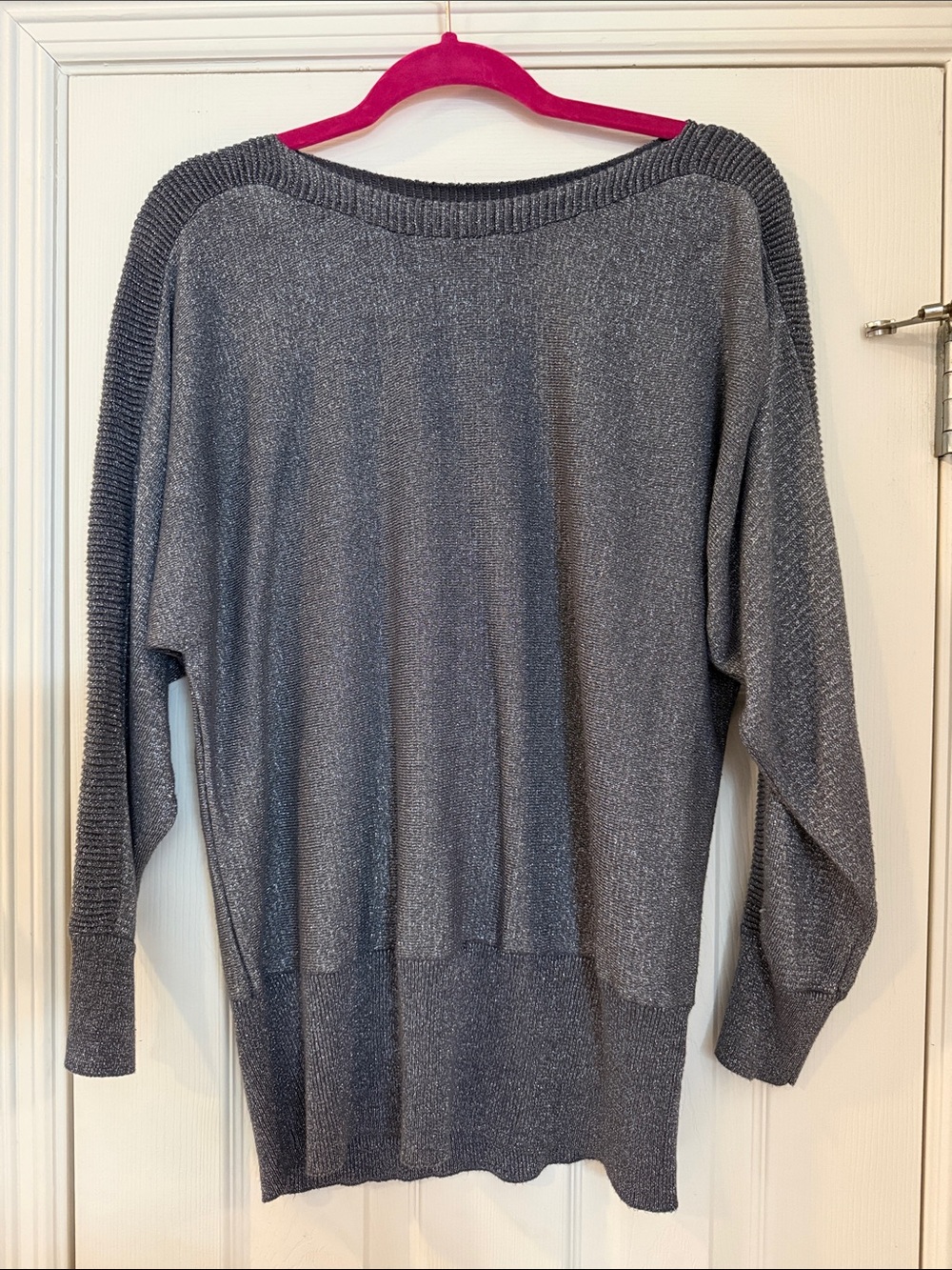 Joseph A Metallic Gray Off-the-Shoulder Sweater
